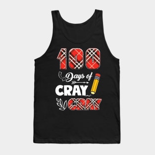 Teacher 100 Days Cray Cray 100th Day of School Plaid Tank Top